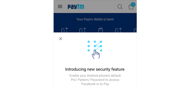 set mobile security lock paytm app